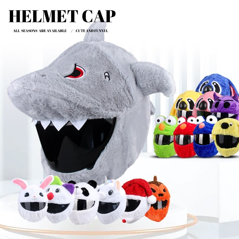 {hot} Motorcycle Helmet Cover Cartoon Plush Helmets Hat With Crazy Large Flexible Ears Funny Protective Case For Riding