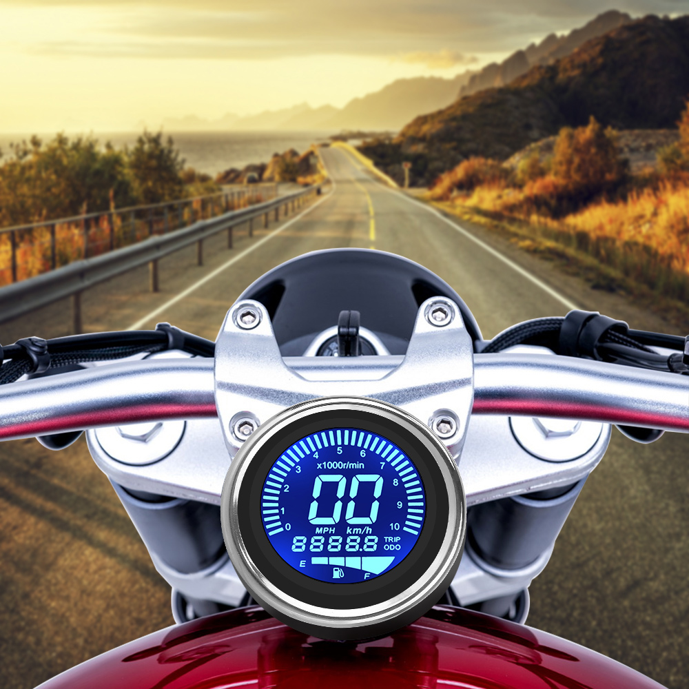 Led lcd máy đo tốc độ chỉ số nhiên liệu meter scooter atv meter xe máy kỹ thuật số đồng hồ tốc độ xe máy phụ kiện retro lcd đo dặm dc12v phổ