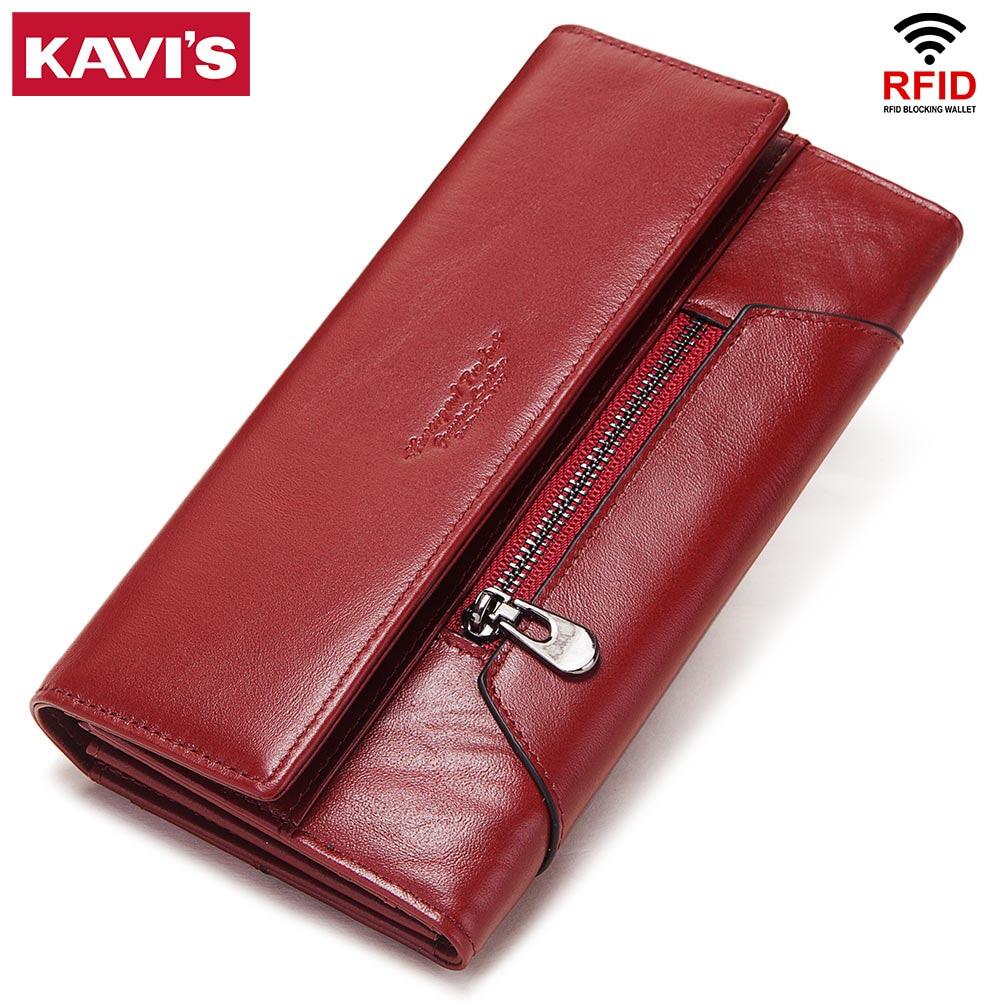 Genuine Leather Women s Wallet RFID Blocking Trifold Wallets with Credit