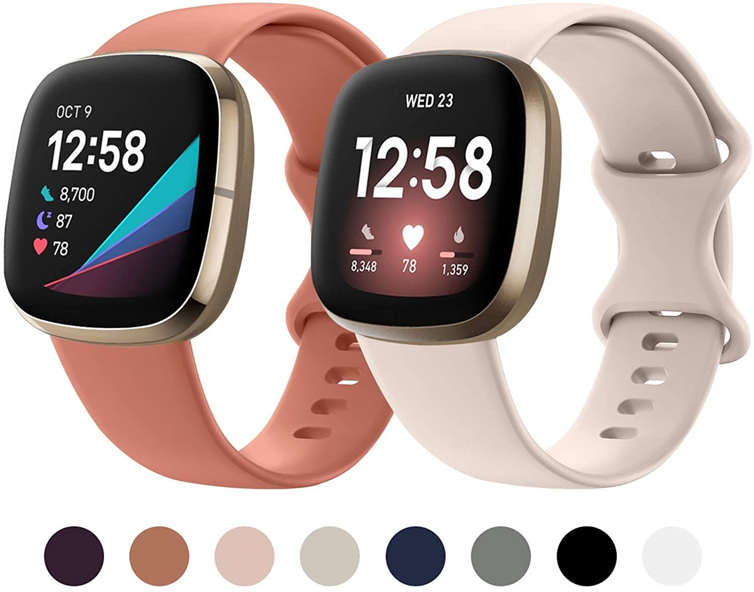 2 Dây Đeo Thể Thao, Tương Thích Với Fitbit Versa 3/Dây Đeo Fitbit Sense, Dây Đeo Phụ Kiện Thoáng Khí Chống Nước Bằng TPU Mềm Nhỏ Lớn Dây Đeo Cổ Tay Thay Thế Nữ Nam Đồng Hồ Thông Minh Cho Versa 3