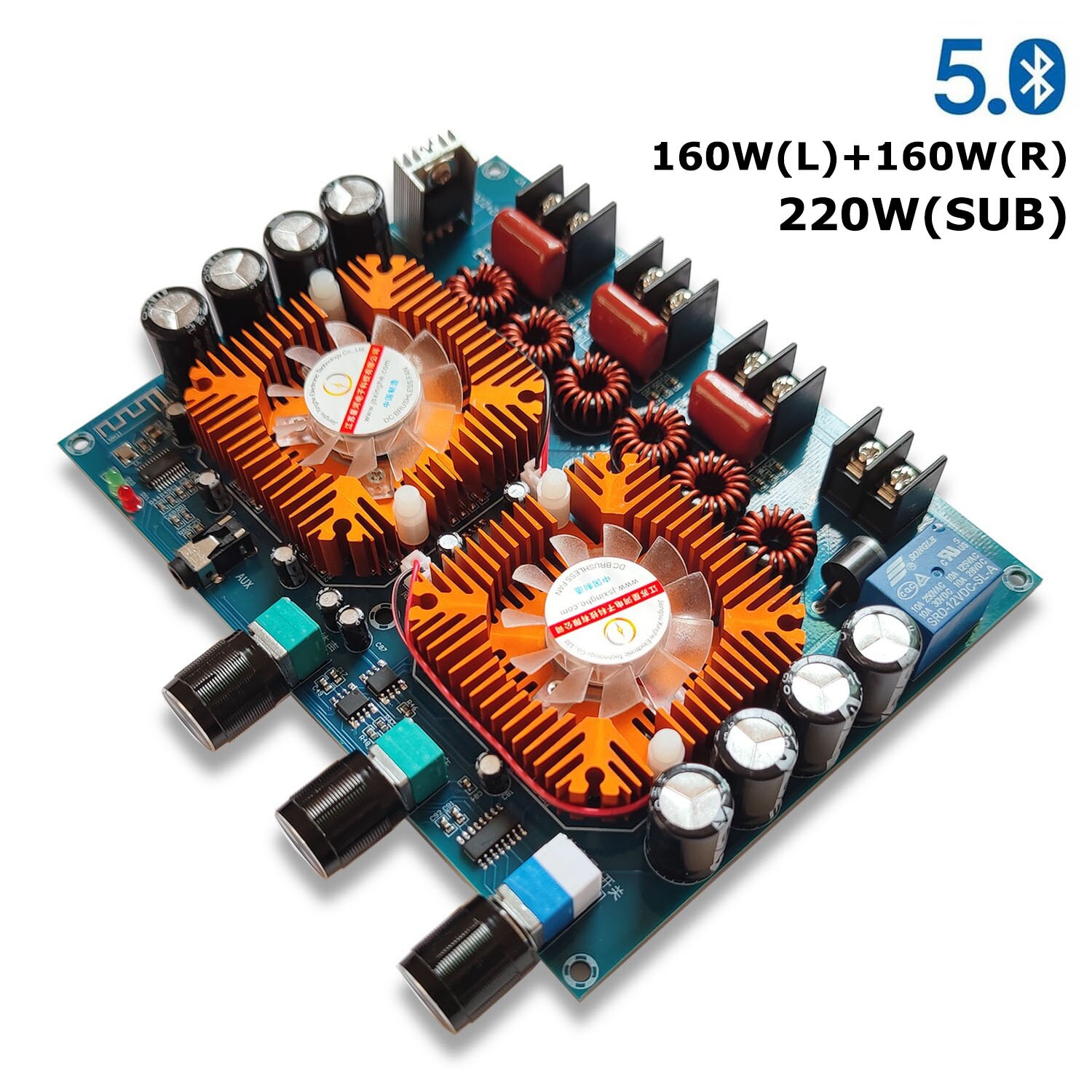Bảng khuếch đại công suất kỹ thuật số, âm thanh nổi 2.1 kênh, tda7498e 2x160w + đầu vào aux bluetooth 220 5.0 w