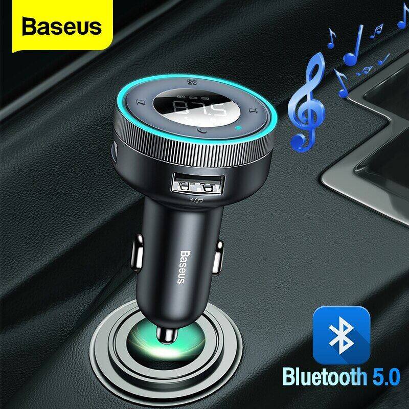Bộ Điều Biến Máy Phát FM Baseus Bộ Sạc Nhanh USB Không Dây Bluetooth 5.0 Trên Xe Hơi Máy Nghe Nhạc Mp3 Radio Aux Cho Ô Tô, Âm Nhạc Rảnh Tay Xe Kit