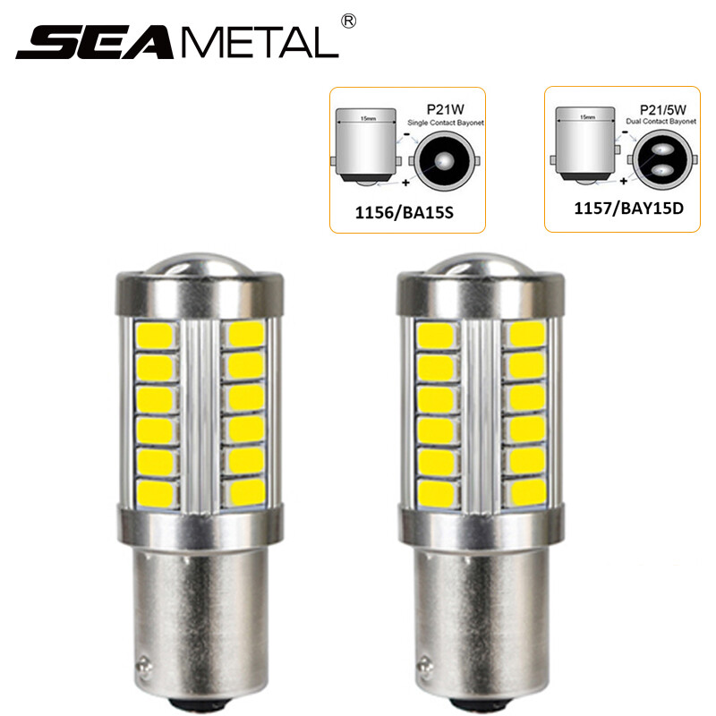 2 Chiếc Đèn Báo Rẽ Ô Tô Bóng Đèn LED 1156 1157 33 SMD 5630 5730 Đèn Phanh Đuôi Xe Lùi Xe DRL Cho DC 12V