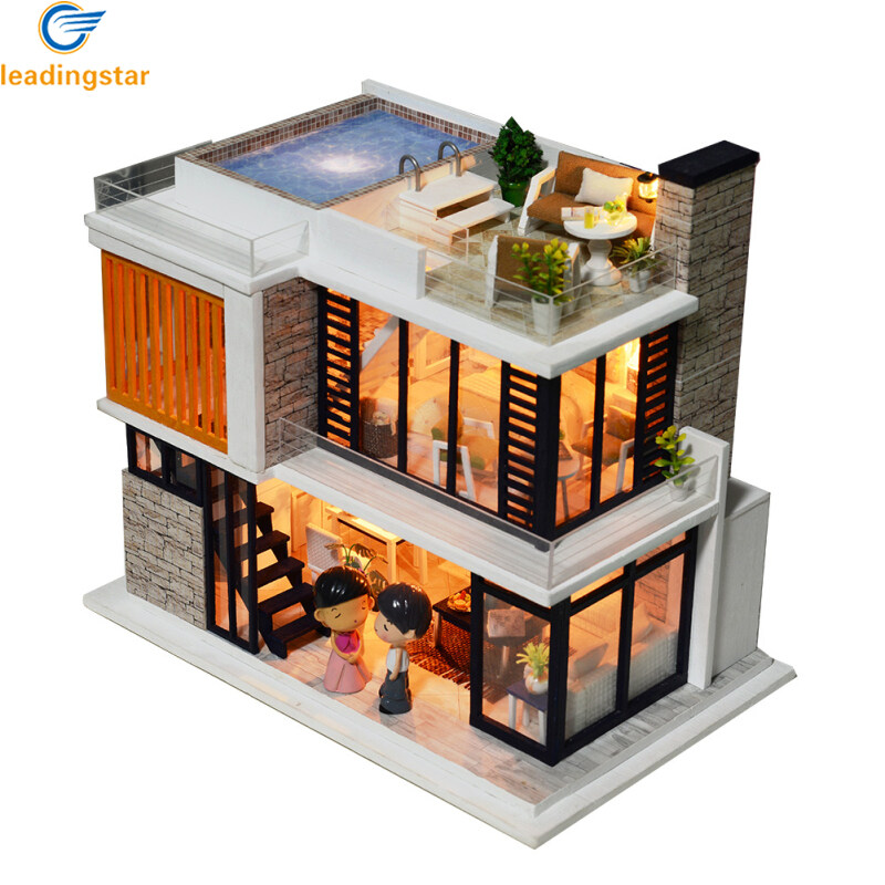 LeadingStar Fast Delivery Diy Dollhouse Miniature Kit With LED Light