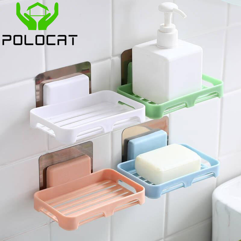 Hộp xà phòng phòng tắm dán không viền lắp đặt đơn giản, giá treo xà phòng móc treo tường