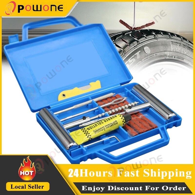 【Kvs auto parts】 Car Motorcycle Bike Emergency Heavy Duty Tubeless Tire Puncture Repair Kit Plug Set