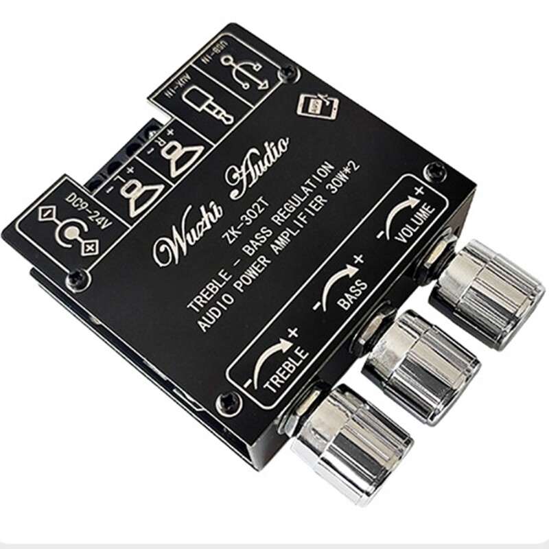 Bảng mạch khuếch đại loa siêu trầm âm trầm kim loại zk-302t bảng mạch khuếch đại âm thanh nổi 2.0 kênh 30w + 30w dễ dàng lắp đặt