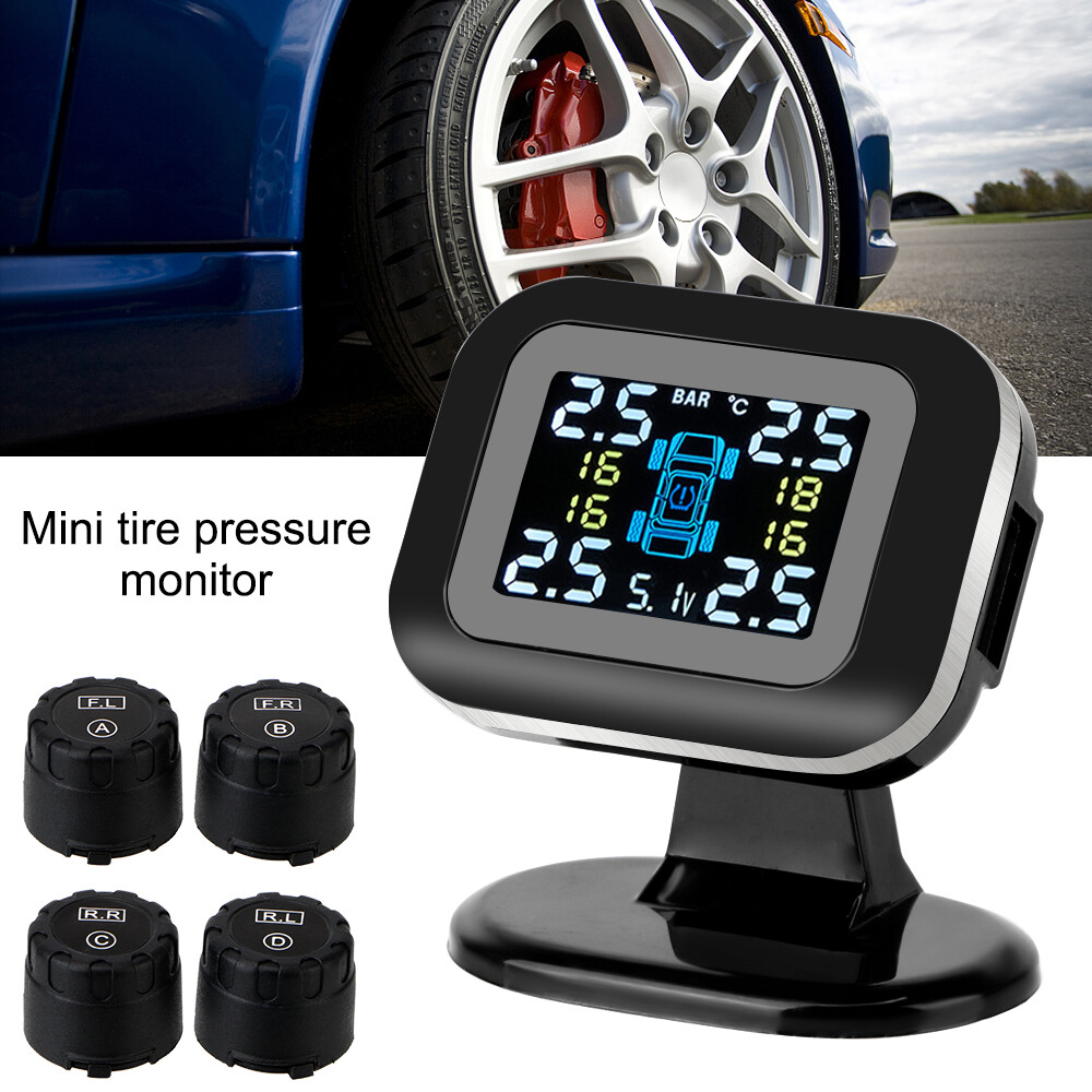 Hệ Thống Giám Sát Áp Suất Lốp Xe Ô Tô Mini, Màn Hình LCD USB TPMS Với 4 Hệ Thống Báo Động An Ninh Tự Động Cảm Biến Bên Ngoài