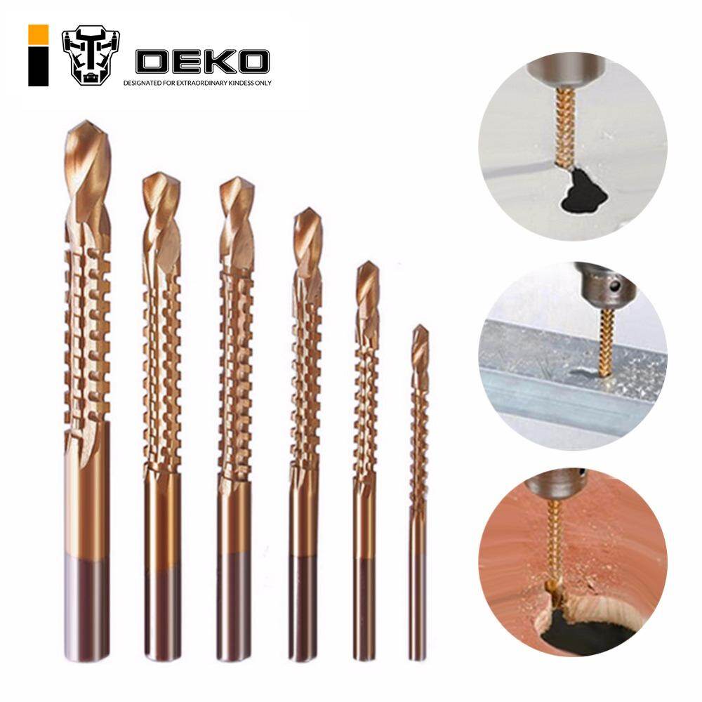 DEKO 6Pcs Power Drill & Saw Set HSS Steel Titanium Coated Woodworking Wood Twist Drill Bit 3mm 4mm 5mm 6mm 6.5mm 8mm