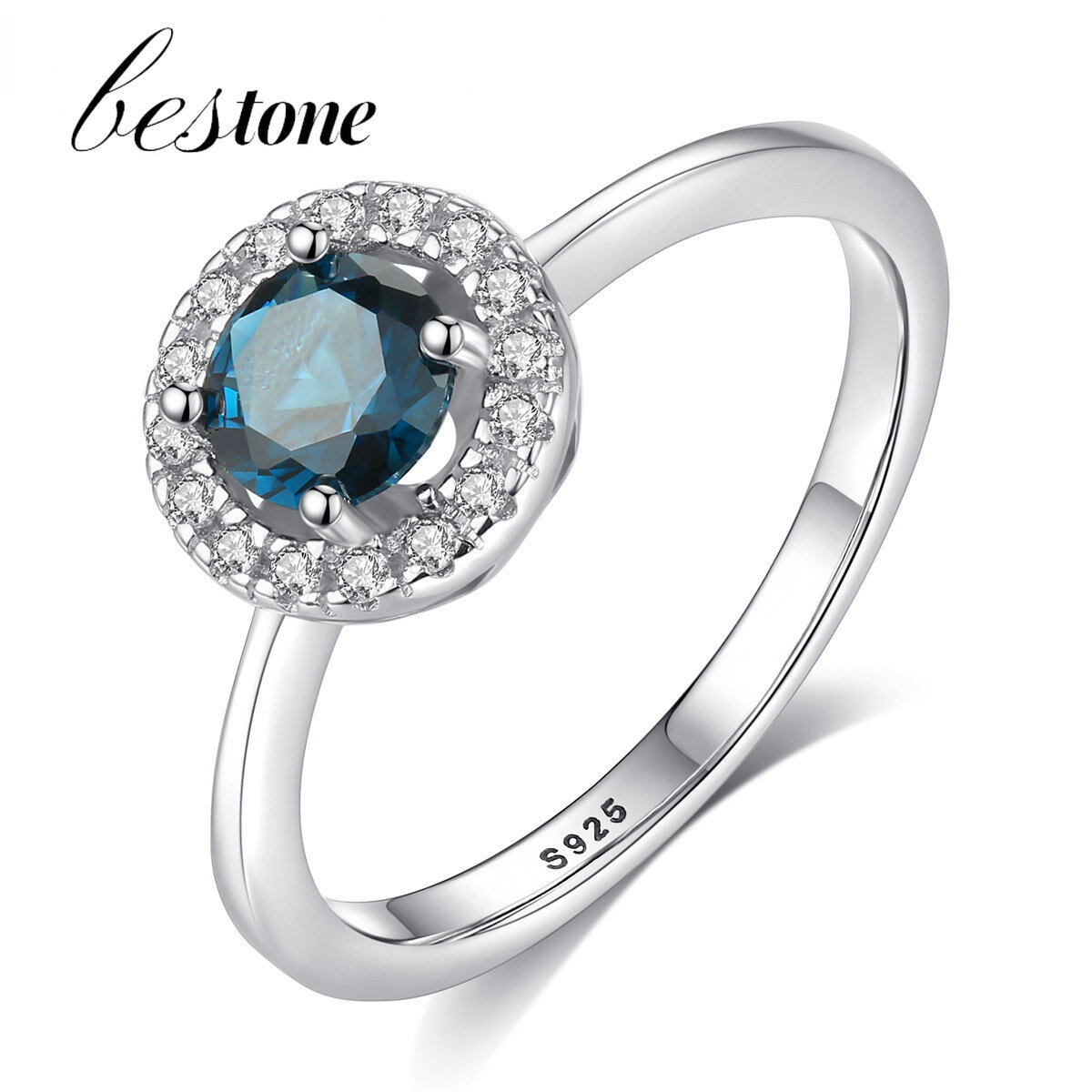 Nhẫn bạc 925 đĩa lớn nhẫn đá tổng hợp sapphire dát bạc toàn thân