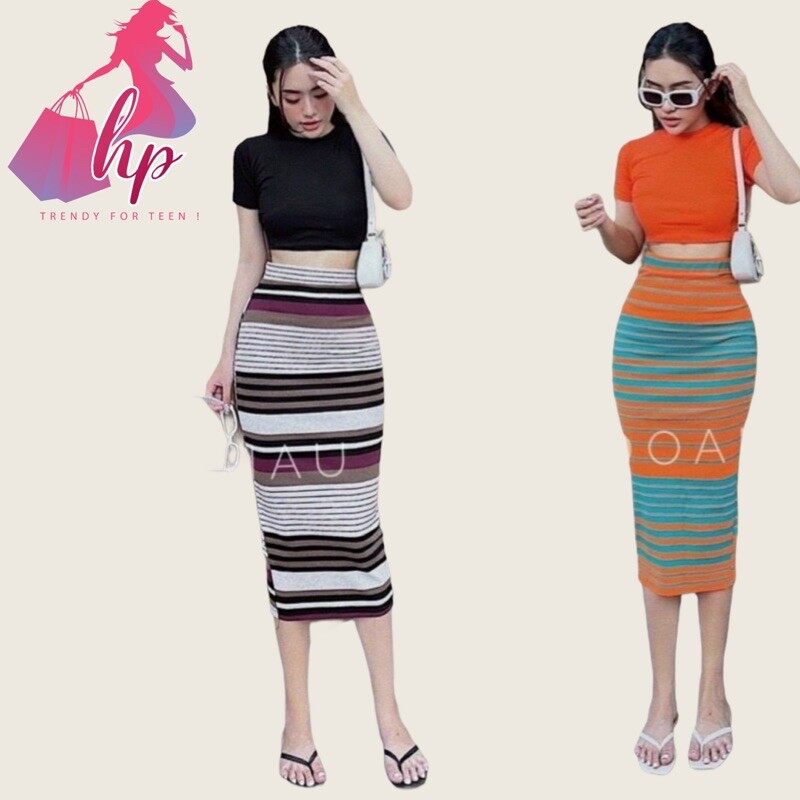 [HCM]Set đồ nữ áo croptop kèm váy dài bút chì ôm body thun xịn mịn mẫu mới sang chảnh