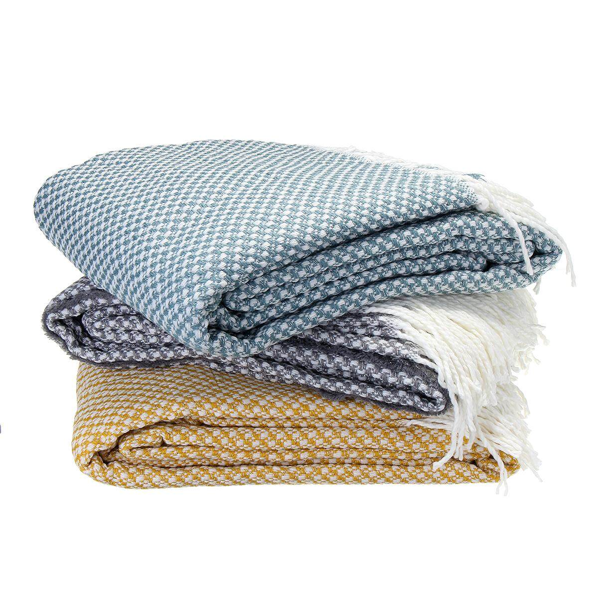 Generic 130x200cm(51.1”X78.7”) Sofa Throw Blanket Tassels Air Condition