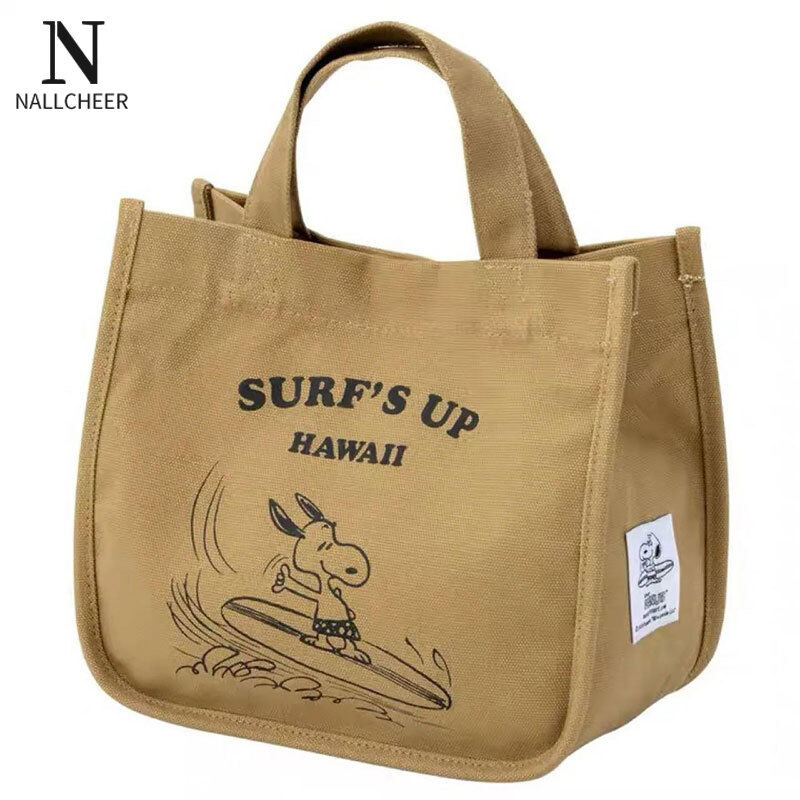  NALLCHEER ⚡Miễn phí vận chuyển⚡ Túi Xách Túi Đựng Đồ Ăn Trưa Túi Xách Vải Bố Snoopy Túi Nhỏ Cầm Tay Thời Trang Cho Mẹ Túi Tote Sức Chứa Lớn Túi Bento 