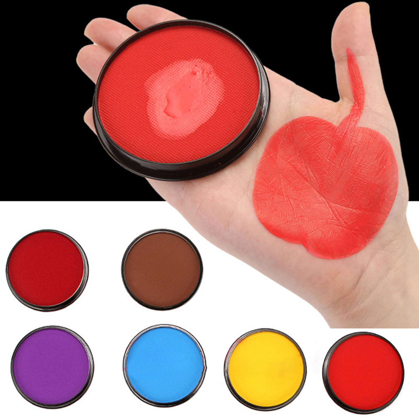 muduan Body Painting Portable Small Even Color Bright-colored Long Lasting Wide Application Quick Dry Water Activated Vibrant Face Body Paint for Outdoor 30g Practical Face