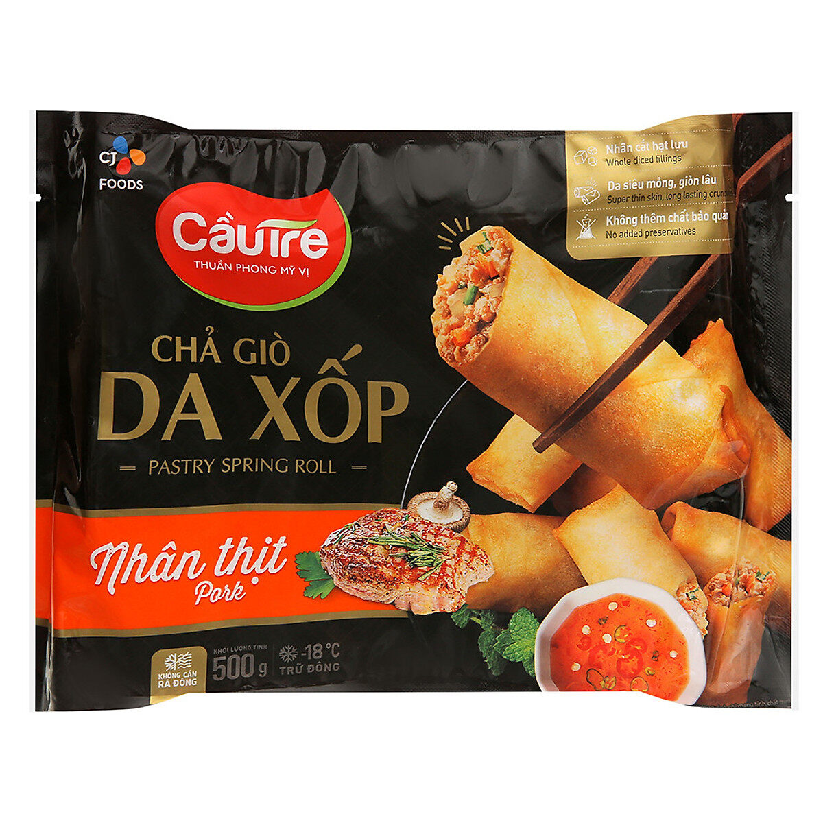 Chả giò da xốp nhân thịt cầu tre - gói 500g