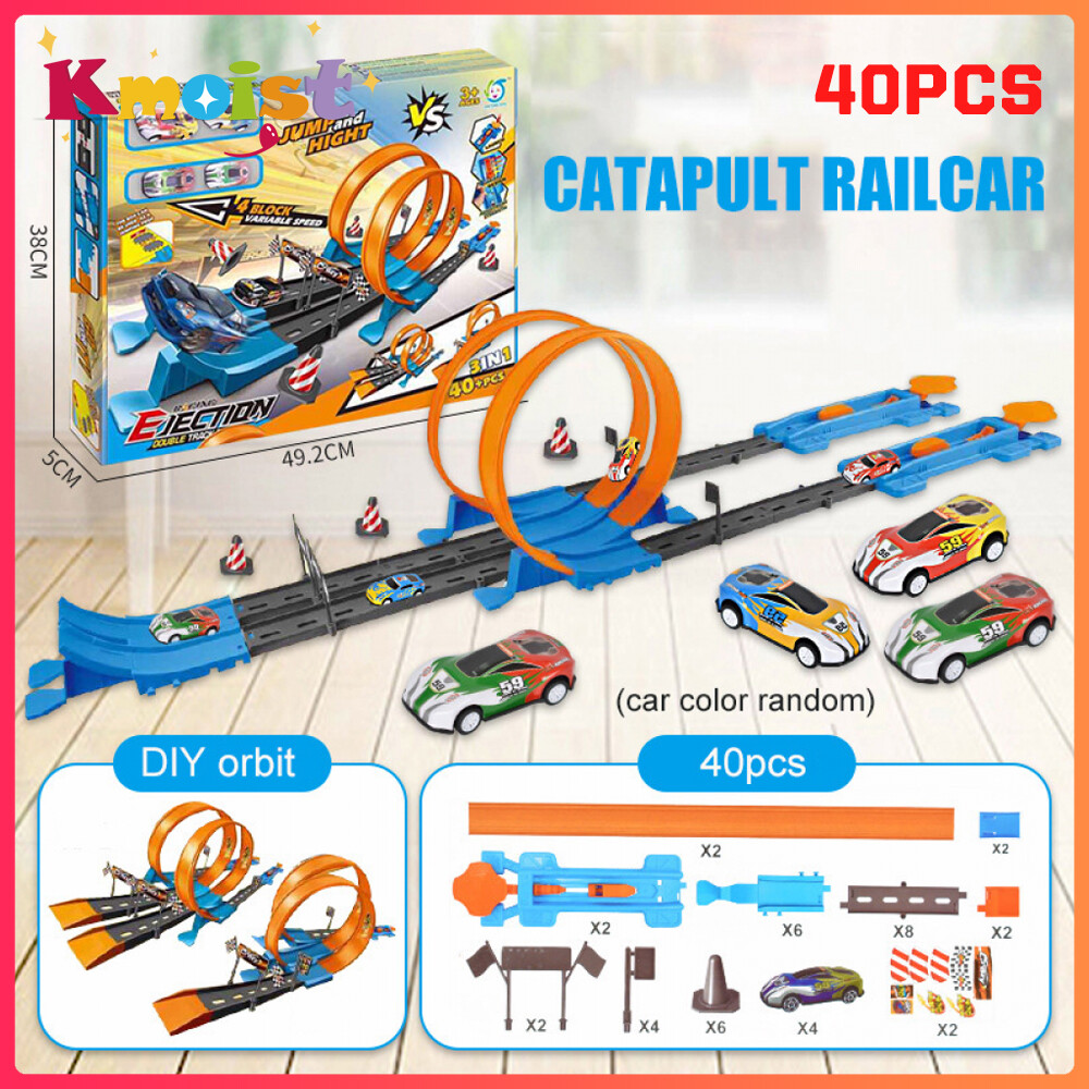 Kmoist Bộ 40 Chiếc Xe Đua Theo Dõi Bánh Xe Nóng Đồ Chơi Mô Hình Xe Lửa Thomas Đồ Chơi Xe Đua Cho Trẻ Em Bộ Đường Sắt Lắp Ráp Tự Làm Quà Tặng Sinh Nhật Giáo Dục Cho Bé Trai Trẻ Em