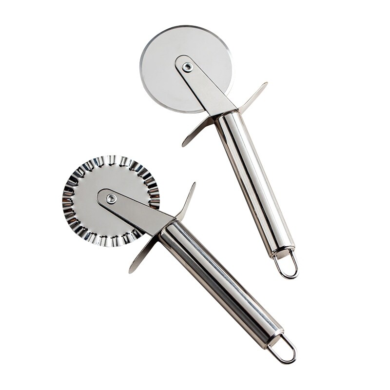 【AW NEW】⊕❂ Pizza Cutter Stainless Steel Knife Cake Bread Pies Round Tool Wheels Cooking