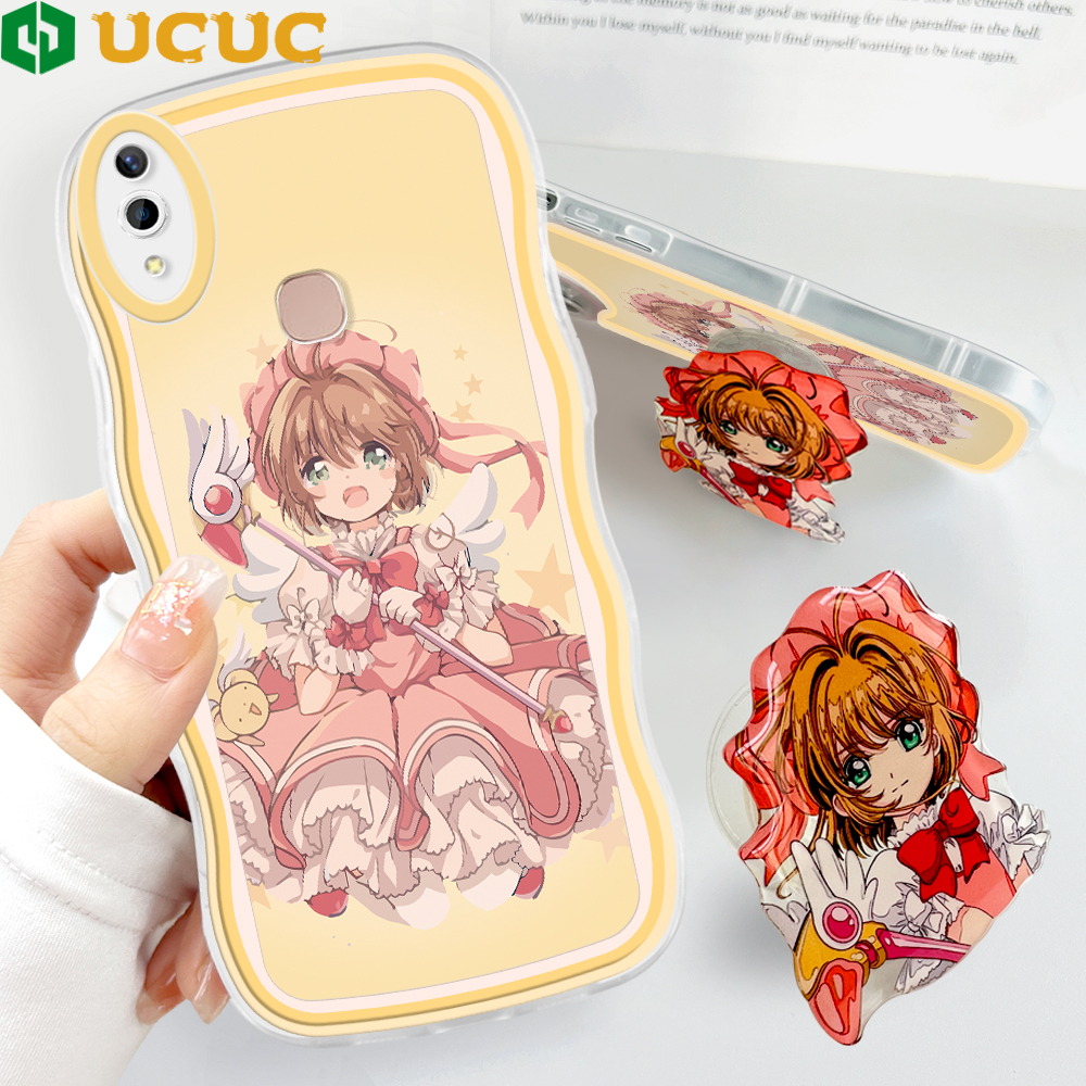 UCUC ốp lưng điện thoại Cho Vivo Y55 + 5G Vivo Y55S 2023 5G Vivo Y85 VivoV9 Vivo Y93 Vivo V27E (Có Giá Đỡ Miễn Phí) Thời Trang Lượn Sóng Mềm Mại Vỏ Điện Thoại Hoạt Hình Kinomoto Dễ Thương Chống Sốc Ốp Điện Thoại Di Động Bọc Hoàn Toàn Bảo Vệ Máy Ảnh
