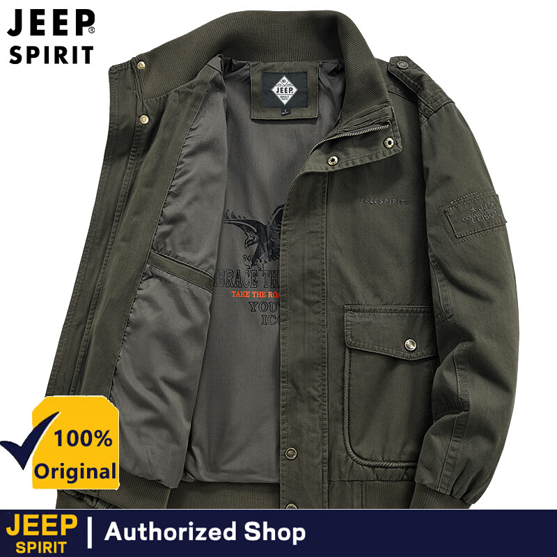  JEEP SPIRIT Áo Khoác Bomber Nam Mới Thu Đông Áo Khoác Công Sở Áo Khoác Thời Trang Thường Ngày Áo Khoác Chống Gió 