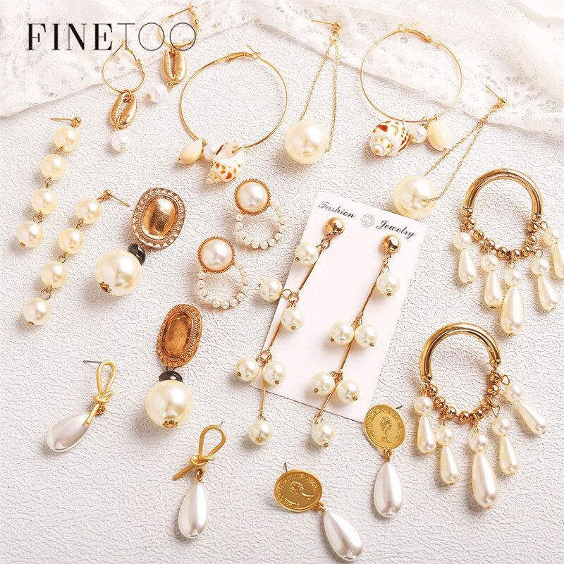 ★Tốt Quá★Thời Trang Bông Tai Ngọc Trai Phụ Nữ Thanh Lịch Giọt Nước Bông Tai Tua Rua Phụ Kiện Trang Sức Khuyên Nụ