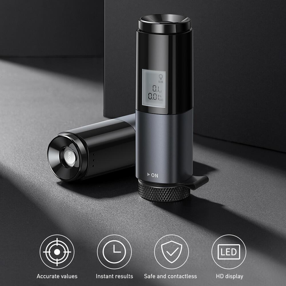 Baseus máy kiểm tra nồng độ cồn tự động cầm tay có màn hình led máy kiểm tra hơi thở sạc usb dụng cụ kiểm tra nồng độ cồn chuyên nghiệp