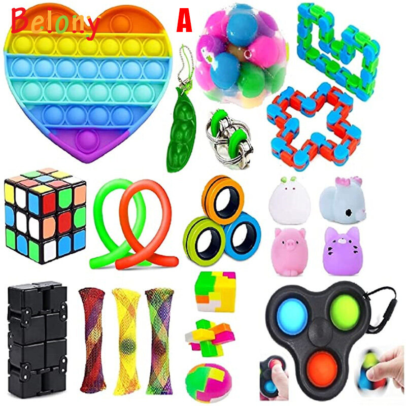Belony Sensory Fidget Toy Pack for Kids Adults Push Bubble Pop Fidget Toy