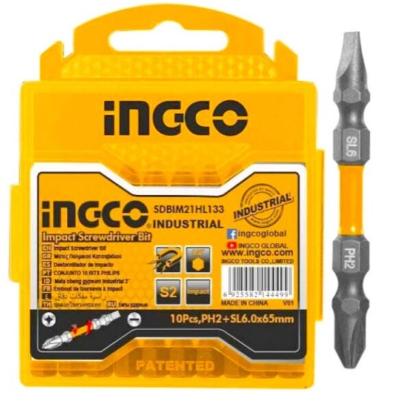 Bộ mũi bắt vít 2 đầu bake ph2+sl6x65mm ingco sdbim21hl133