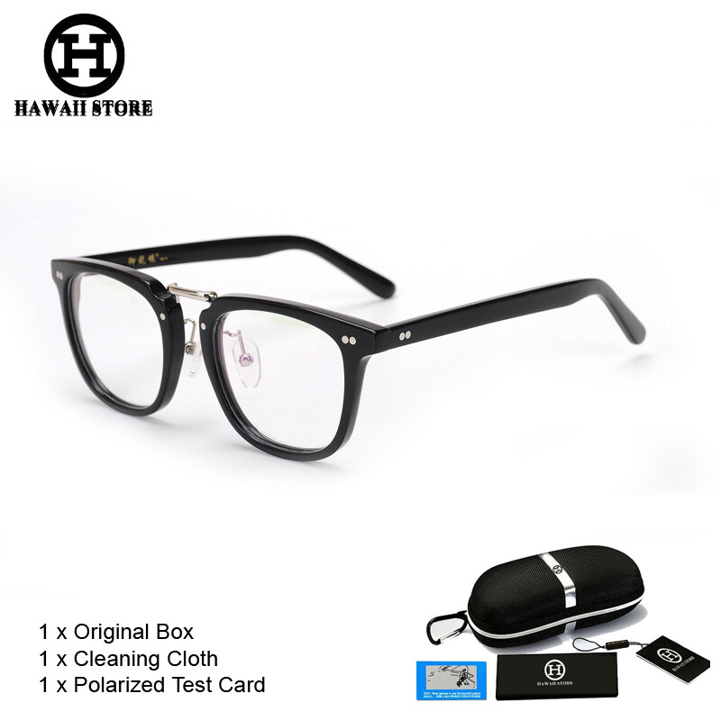 Hawaii gọng kính thủ công bằng titan acetate kính mắt vuông cổ điển nam nữ kính cận thị theo toa