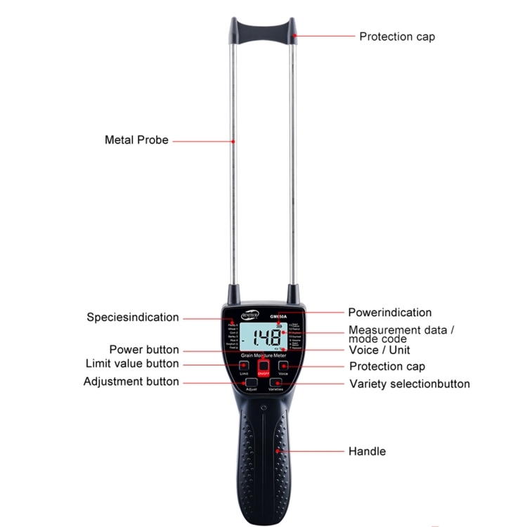 BENETECH GM650 Grain Moisture Meter, Battery Not Included - 1