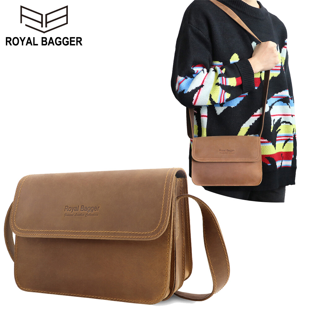 Túi Đeo Vai Royal Bagger Bằng Da Bò Thật Thời Trang Mới Siêu Hot Túi Đeo Chéo Công Tác Cho Nam Túi Đeo Vai Đa Chức Năng Sức Chứa Lớn Phong Cách Retro