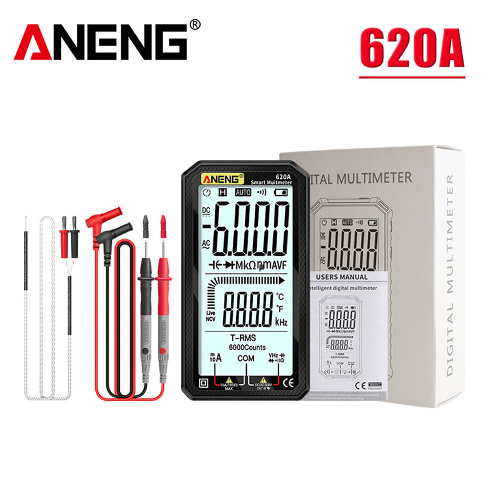 Hotax aneng đồng hồ vạn năng kỹ thuật số 620a máy kiểm tra bóng bán dẫn máy đo điện dung tự động rms thật 6000 số đo điện trở nhiệt độ màu đỏ