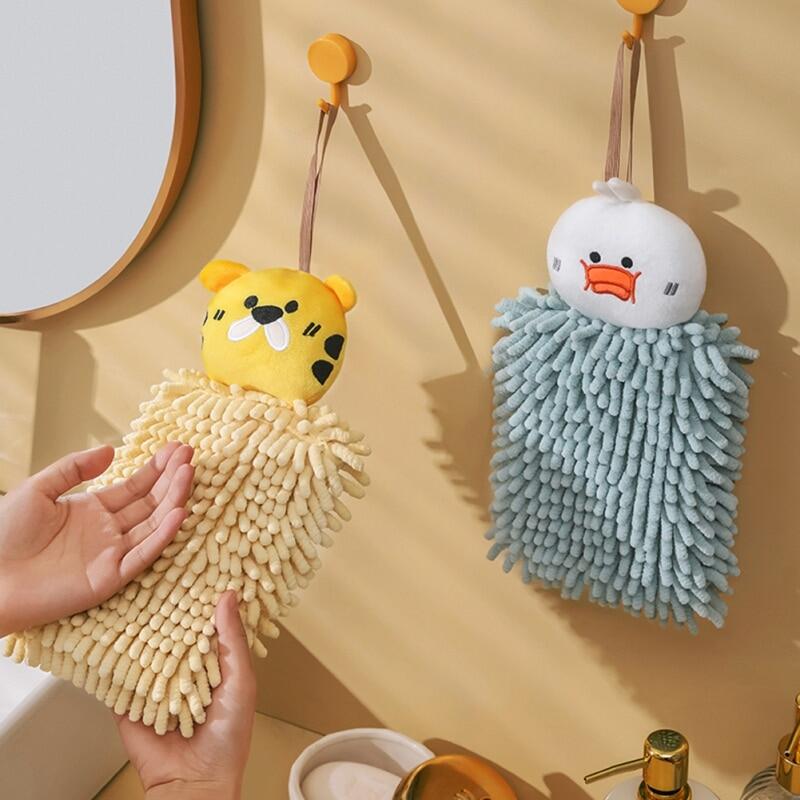 Khăn lau tay nhà bếp chenille hoạt hình dễ thương khăn lau tay khăn lau tay treo phòng tắm khăn thấm hút dày