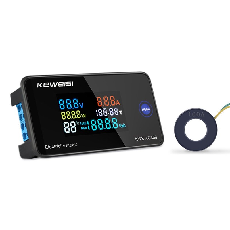 Vôn kế ac 50-300v ampe kế đồng hồ đo năng lượng đồng hồ đo kỹ thuật số lcd đồng hồ đo điện có chức năng đặt lại