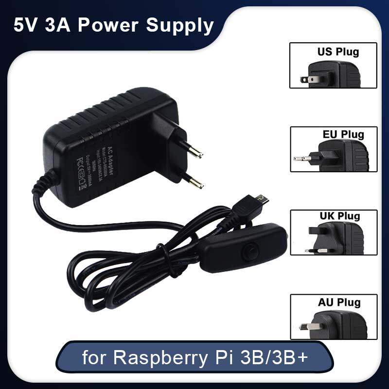 5v 3a raspberry pi 3 mô hình b + cung cấp điện cổng micro usb bộ chuyển đổi điện ac chuyển đổi eu anh ổ cắm sạc kiểu mỹ cho raspberry pi 3b