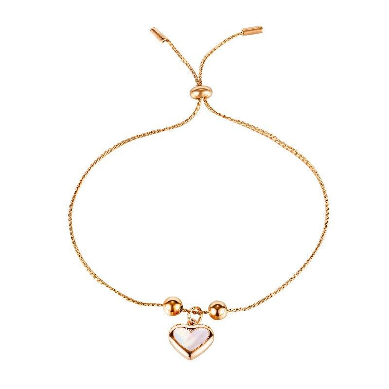 Lắc tay dây rút trái tim titan ko đen tt 3433