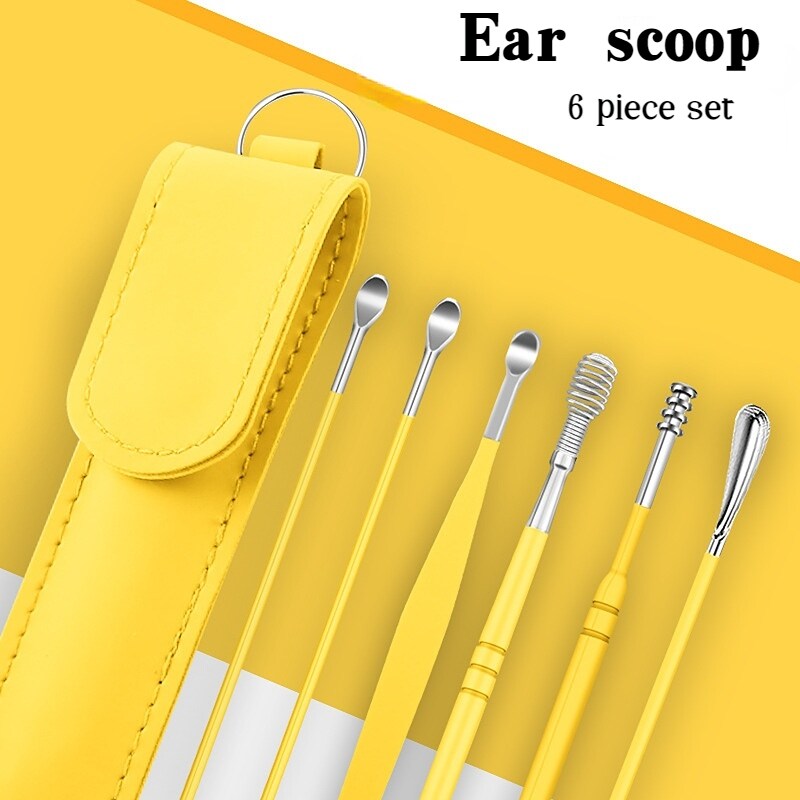 Dụng cụ lấy ráy tai 6 cái/bộ bộ dụng cụ lấy ráy tai bằng thép không gỉ dụng cụ lấy ráy tai dụng cụ lấy ráy tai dụng cụ làm sạch ráy tai