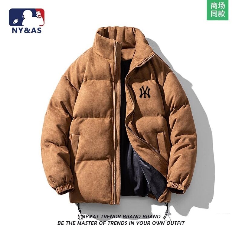 Hàn Quốc chính hãng 2024 MLB NY như áo khoác lông vũ nam mùa đông mới da lộn áo phao ấm dày cotton á