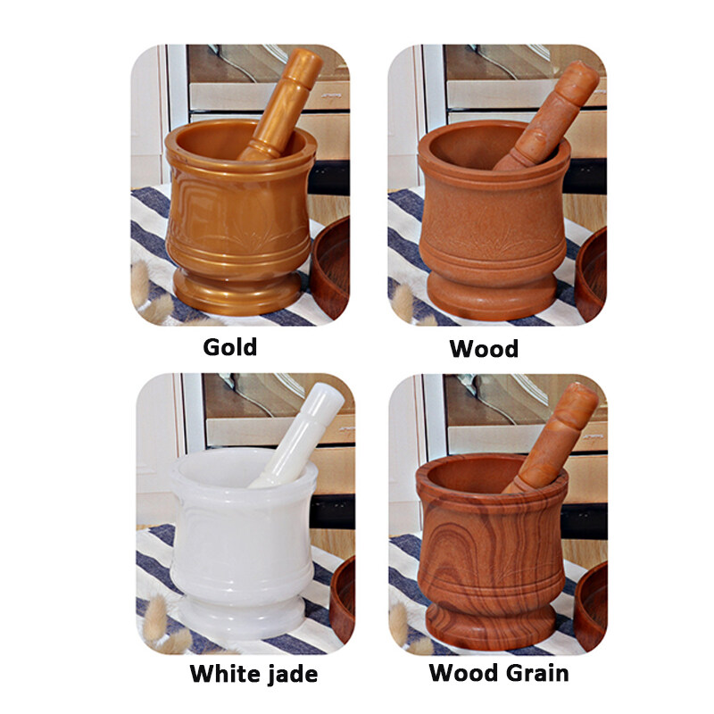 Generic Mortar Pestle Set Guacamole Herbs Spice Grinder Bowl Food Mill Mixing Bowl Rod Wood