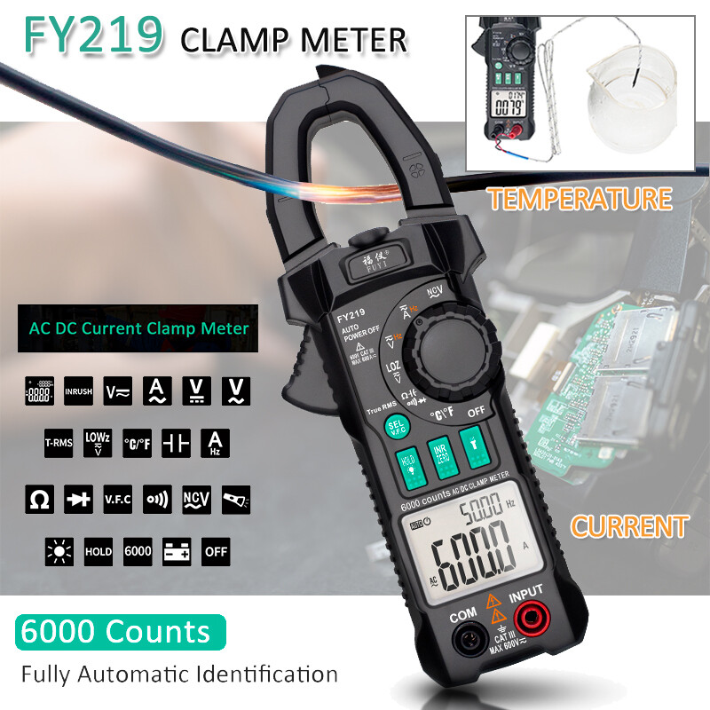 Đồng hồ kẹp kỹ thuật số dòng điện xoay chiều dc đồng hồ vạn năng chính xác cao fy219, dải điện dung vfc tự động rms thật nvc phổ thông