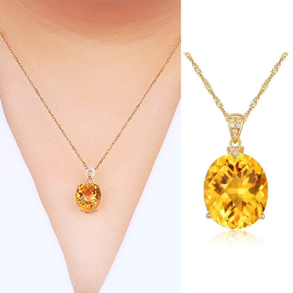 Tự Nhiên Citrine Trang Sức Pha Lê Vàng Màu Chuỗi Đá Quý Mặt Dây Chuyền Vòng Cổ Trang Sức Cưới Cho Phụ Nữ Người Yêu Quà Tặng