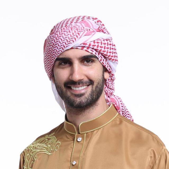 Men39; S lớn ả Rập Shemagh headscarf hồi giáo headcover khăn choàng Keffiyeh khăn choàng kiểu Ả Rập