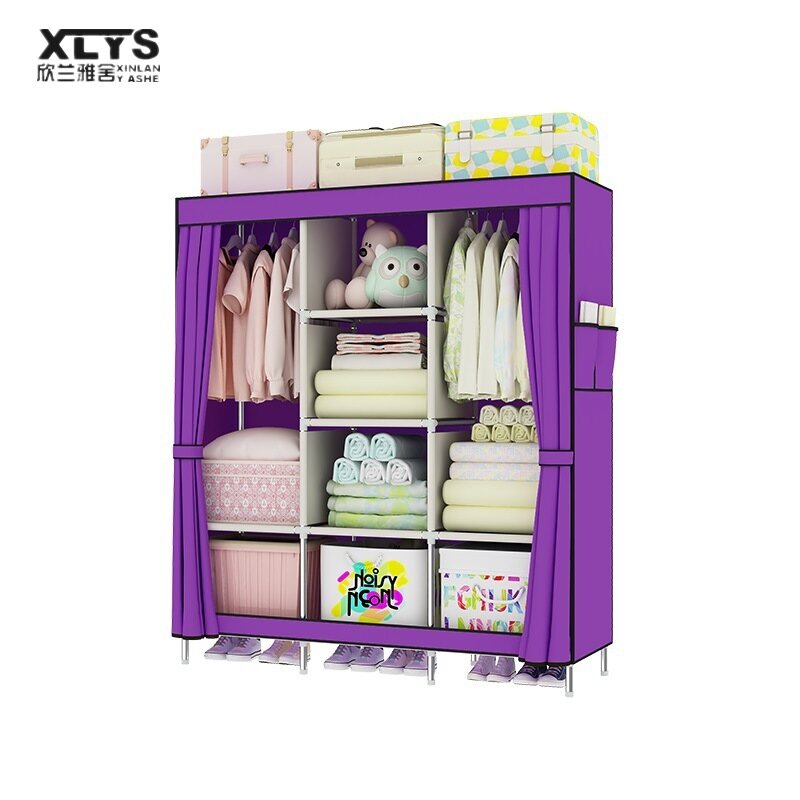 XINLANYASHE ngăn kéo vải tủ quần áo có dây kéo tủ quần áo đơn giản Tủ quần áo kết hợp tủ quần áo đồng màu tủ quần áo gấp