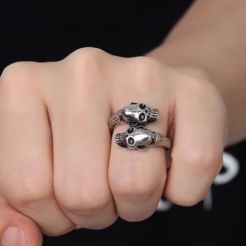 Nhẫn Ngón Tay Biker Đầu Sọ Punk Punk Phong Cách Gothic Bằng Thép Không Gỉ Cho Nam Trang Sức