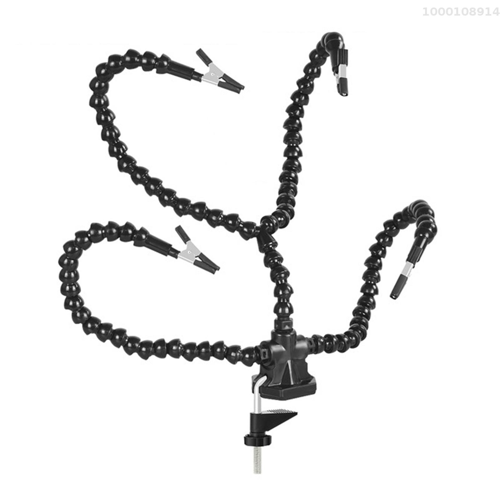 Nishore-Đế đỡ kính lúp hàn tay thứ ba PCB công cụ với 3 cánh tay flexable xoay clip và ổn định bàn kẹp cơ sở cho hàn lắp ráp sửa chữa Mô hình DIY đen