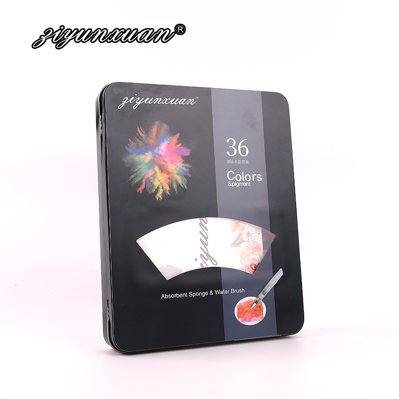 Brand New 12/18/24/36/48 Colors solid Watercolor Paint Set With Brush water colours Pigments painting Art Supplies