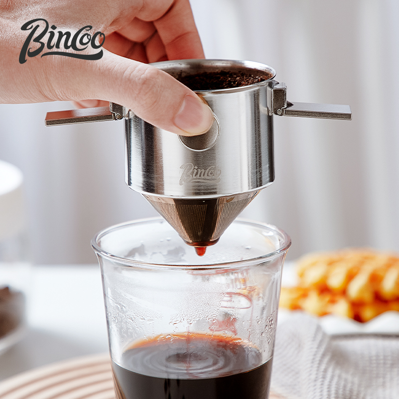 Bincoo cốc phin cà phê màng lọc thép không gỉ lọc Bình đựng cà phê ủ bằng tay bộ lọc miễn phí giấy thiết bị Phễu di động