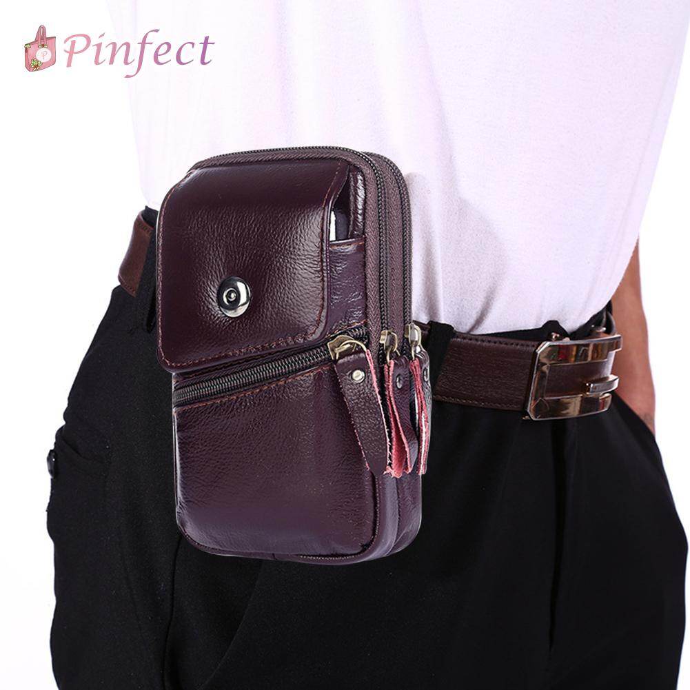 [Pinfect] Túi Đeo Hông Bằng Da Bò Cổ Điển Cho Nam Túi Đựng Điện Thoại Di Động Doanh Nhân Thắt Lưng Túi Đeo Hông Ví PU Mềm Quà Tặng Bố Bạn Trai Thường Ngày Có Túi Khóa Kéo Cho Nam