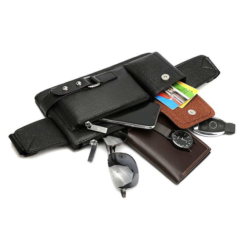 {hot} Brand Men 39;s Waist Bag PU Leather Male Fanny Pack Shoulder Chest Bags for Phone Hip Sack Man Belt Pouch Bum