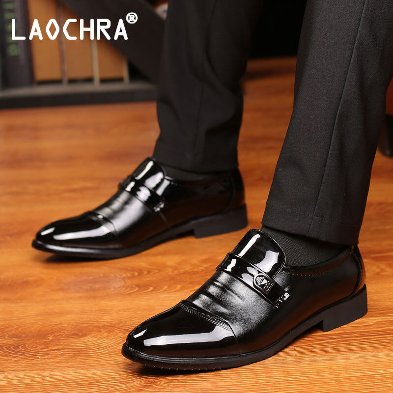 Giày Công Sở Thời Trang LAOCHRA, Giày Lái Xe Thường Ngày Bằng Da Bóng Cho Nam, Giày Lười Màu Đen Trang Trọng Giày Nam Công Sở