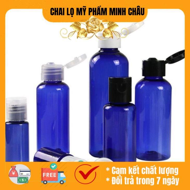 Chai nắp bật tròn xanh dương 100ml - chai lọ mỹ phẩm - chai nhựa pet